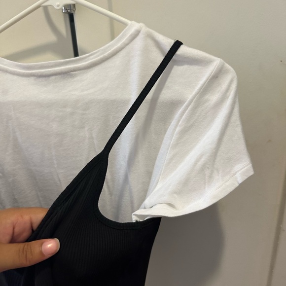 🆕 White Tee with Attached Black Corset 🤍🖤 - Picture 4 of 5